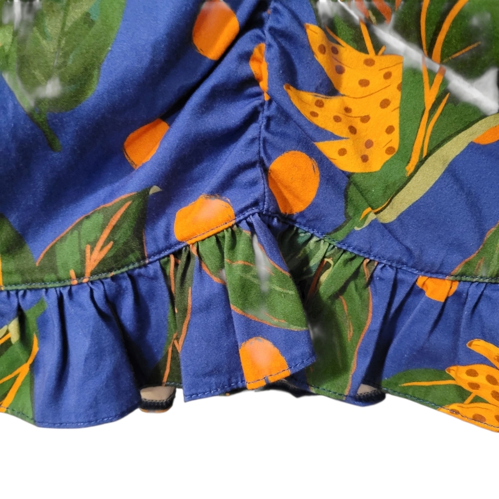 FARM Rio Blue Tropical Mini Skirt with Orange Floral Print - Picture 5 of 16